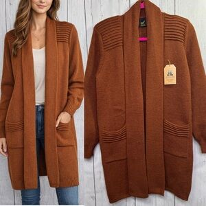 Alpaca Fina Peruvian Alpaca Wool Long Cardigan Open Front Knit Quiet Luxury Cozy